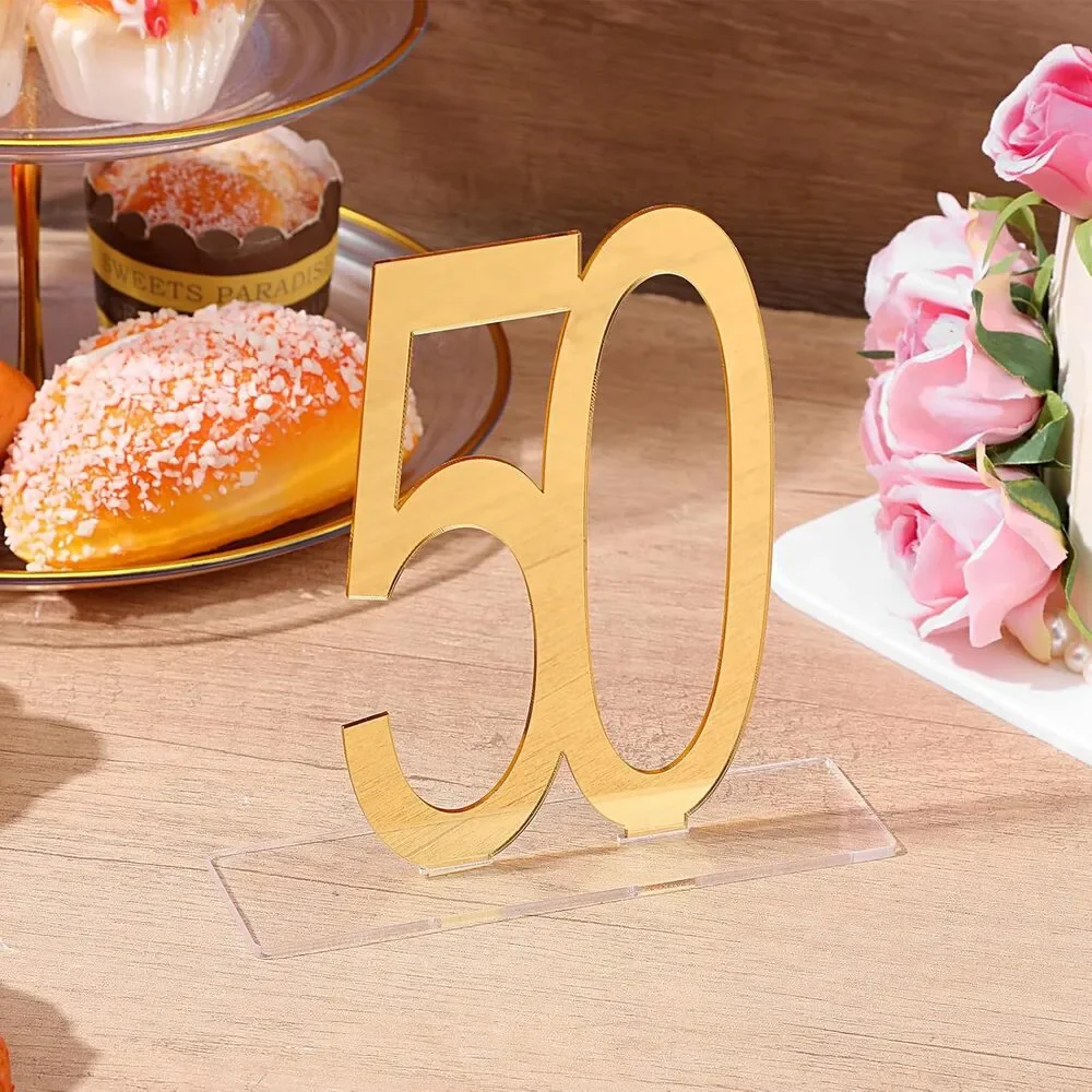 6 Pcs Mirror Gold 50th Birthday Decorations